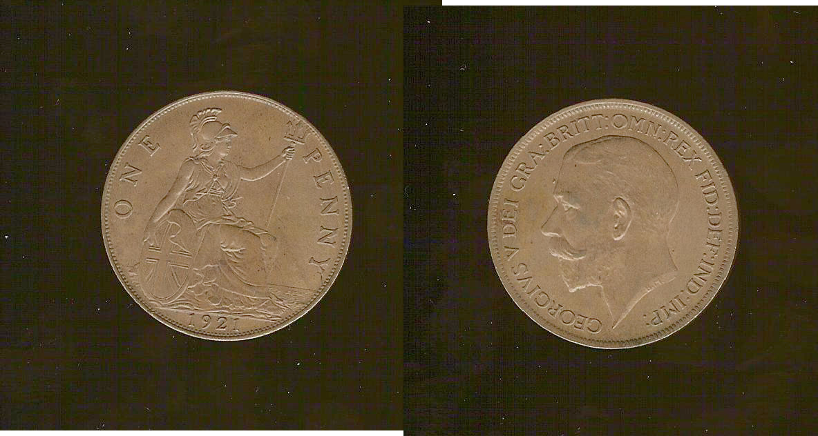 English penny 1921 AU/Unc